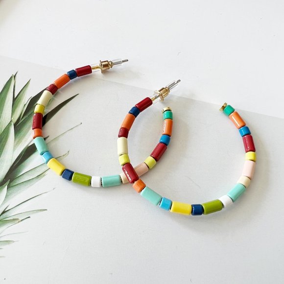 4/$25 Enamel U Tube Hoop Earings Multicolored - Picture 1 of 4